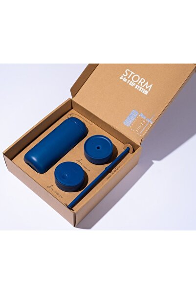Storm Carter's Stainless Steel Chemical-Free Hot & Cold Cups from Mibru Stone Blue 16oz