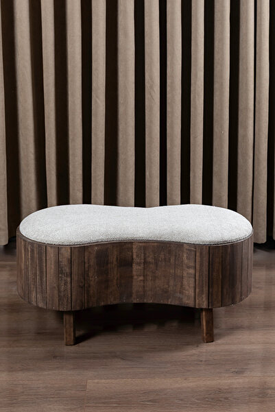 Aberteka Real Sandıklı Puf/Bench Doğal Ahşap Kaplamalı Koyu Ceviz Renk, Sütlü...