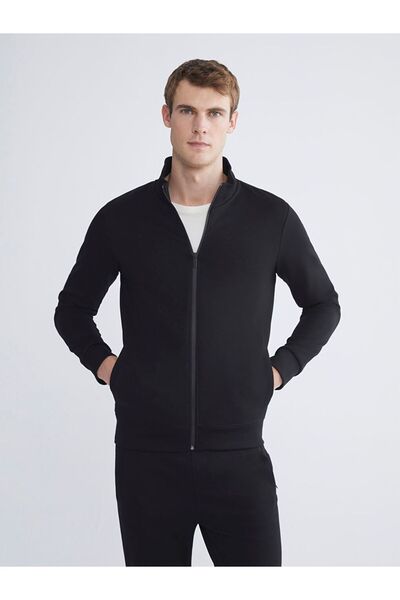 LC Waikiki SOUTHBLUE Dik Yaka Uzun Kollu Erkek Fermuarlı Sweatshirt