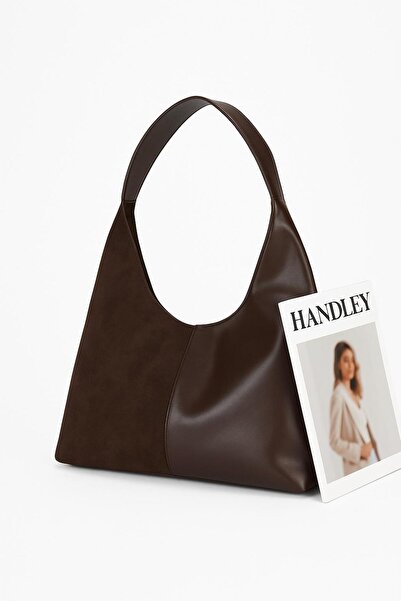 Handley Geantă de umăr cu detaliu din piele intoarsa si piele - Noul sezon