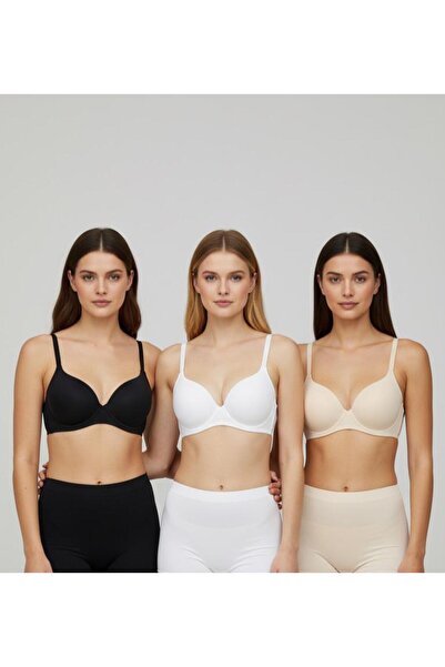 PAPATAY طقم حمالات صدر نسائية مكون من 3 قطع – كريمي أبيض أسود |   بدون دعامة ...