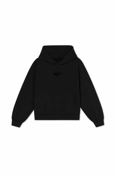 StrayDogs Siyah Nakışlı Oversized Hoodie
