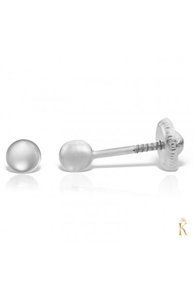 KALINI Protective baby or piercing earrings, 14K white gold, 3 mm balls