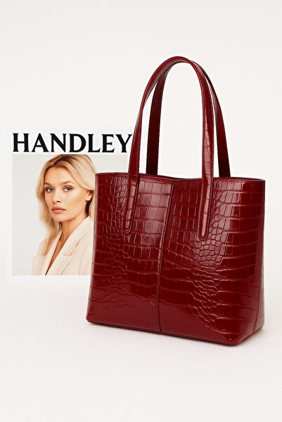 Handley حقيبة كتف بتفاصيل جلد التمساح اللامع