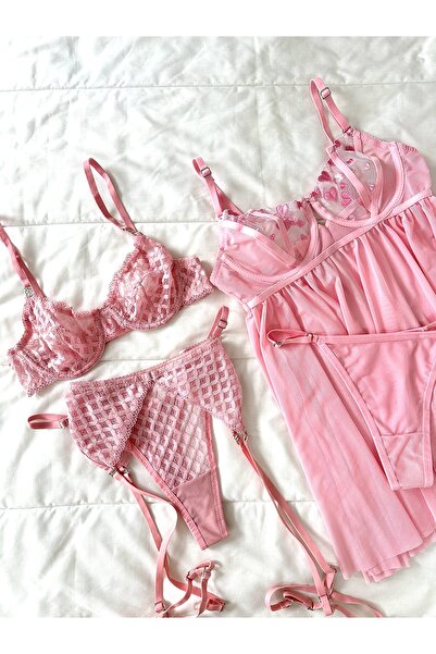 Feruzdesign Σετ εσωρούχων Velora Underwire Pink 5 τεμαχίων