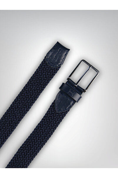 MFT Leather Design Чоловічий еластичний ремінь з натуральної шкіри – 3,5 см, синій | 9862