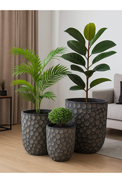 DRAMA HOME Set of 3 modern plant pots with a unique design - perfect for indoor and outdoor decor