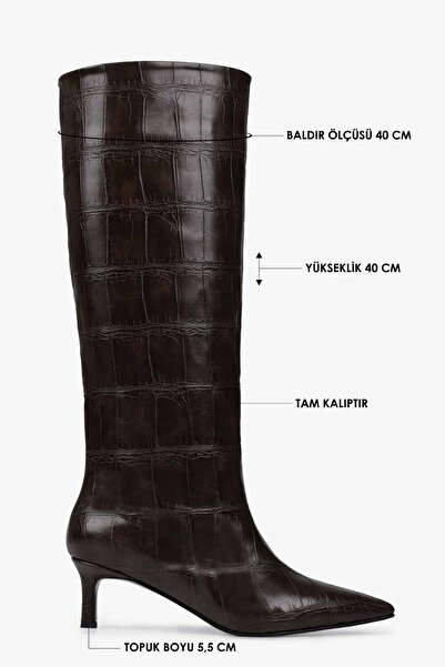 Shoeberry Women's Kaia Brown Crocodile Boots