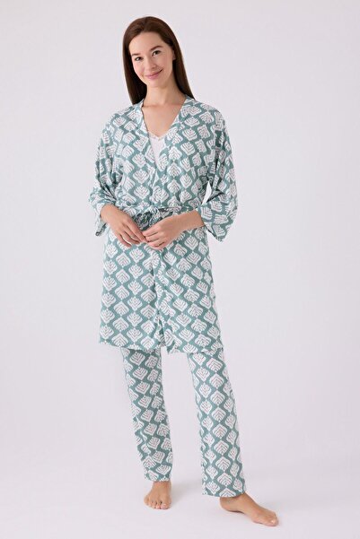 Pierre Cardin Set de pijamale din 3 piese pentru femei, cu mâneci lungi, cu bretele, cu decolteu în V