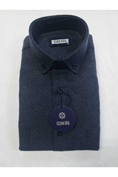 Özeniş Çift Cepli Kapaksız Düz Renk Kışlık Melanj Gömlek