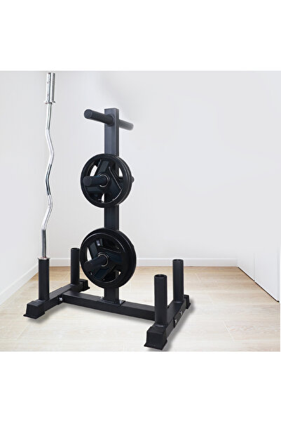 YALLA HomeGym 2-in-1, Olympic Weight Plate Rack Tree With 4 Vertical Barbell Bar & 6 Olympic Plate Holders