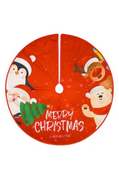 OEM Fustă de brad de Crăciun, Moș Crăciun, Urs Polar, Pinguin și Ren, 90 cm, ...