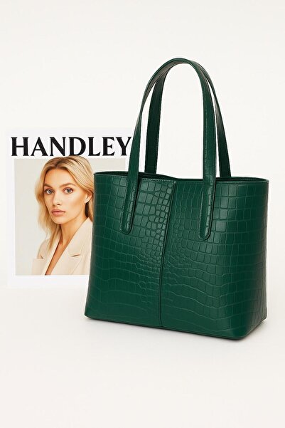 Handley Geantă de umăr cu detalii din piele de crocodil strălucitoare