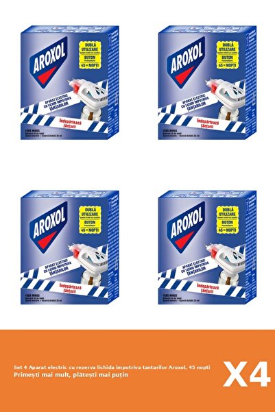 Aroxol Set 4 Aparat electric cu rezerva lichida impotriva tantarilor Aroxol, 45 nopti