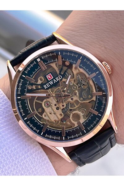 Reward Automatic Leather Cord 5 Atm Water Resistant Men's Wristwatch Vs.Blkt.0615