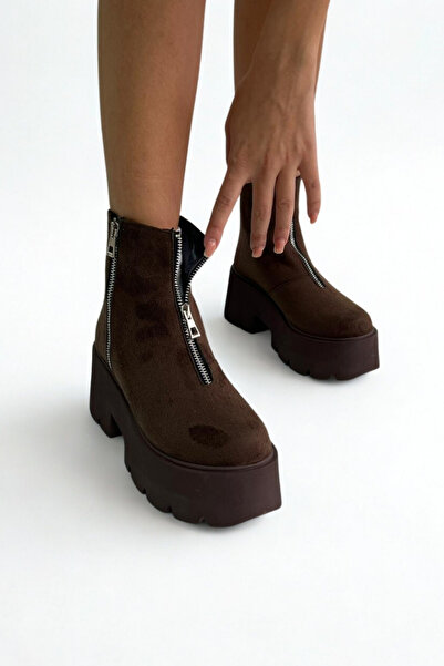 inizio Brown Suede Thick Sole Women's Boots P9018