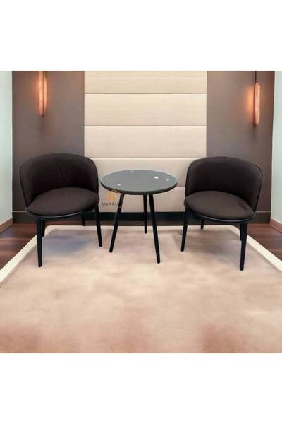 Al Saada Home Limited Quantity Tea Table Set - 2 Chairs - Brown