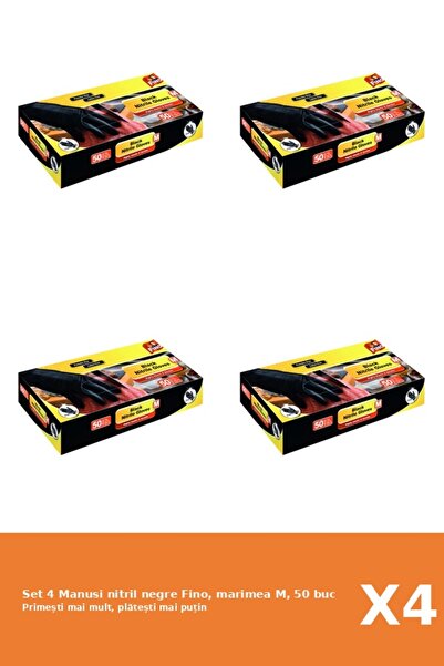 Fino Set of 4 Fino black nitrile gloves, size M, 50 pcs