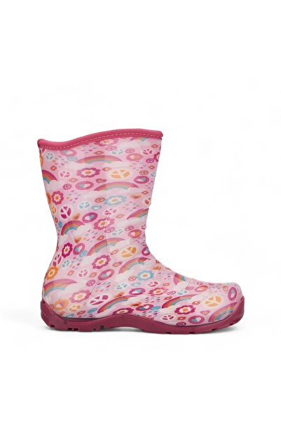 Tuğba Ortopedi 514 Μπότες βροχής με ζεστή επένδυση για κορίτσια προσχολικής ηλικίας, ροζ ουράνιο τόξο