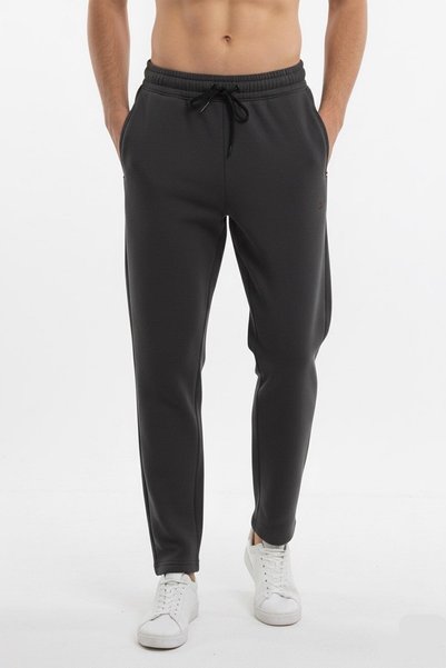 Mutlu City High Quality Comfortable Fit Pockets Zippered Three Thread Ribbed Men's Sweatpants 2590 Smoked Anthracite