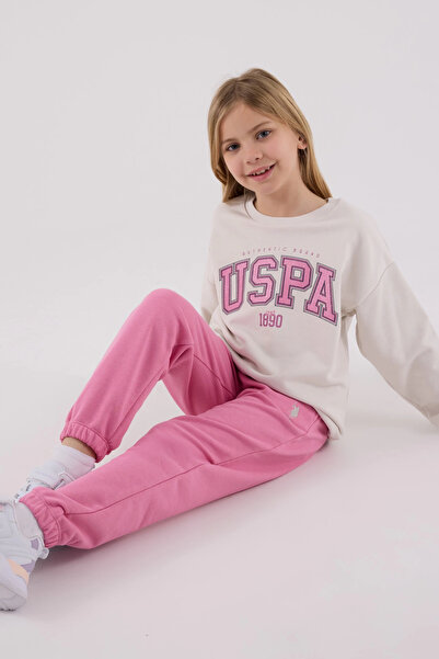 U.S. Polo Assn. 4-15 ani Licențiat Us Polo Assn Costum pentru fete-Ecru