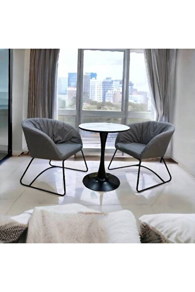 Al Saada Home Tea table set (2 chairs) - Gray