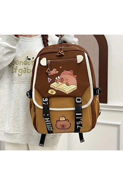 SANRIO Kahverengi Capybara Büyük Boy Okul Cantasi