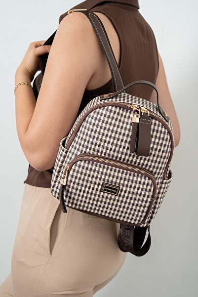 Silver Polo حقيبة ظهر نسائية باللون البني الأصفر - حقيبة ظهر نسائية SP1130