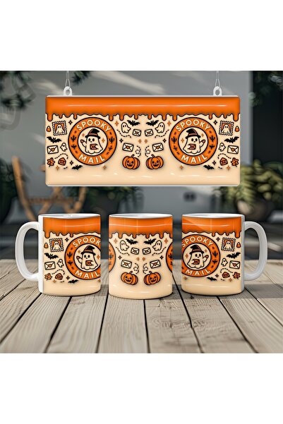 Beramussa كوب هالوين من سكوي ميل – تصميم ثلاثي الأبعاد بطابع البريد الشبحي - ...