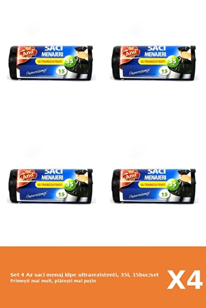 Az Set 4 saci menaj ldpe ultrarezistenti, 35l, 15buc/set