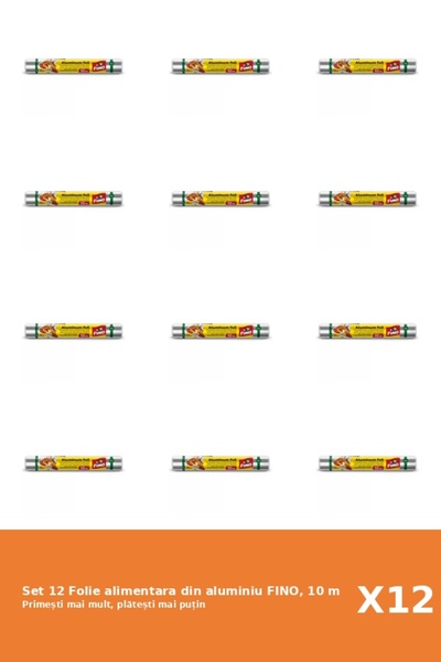 Fino Set 12 Folie alimentara din aluminiu FINO, 10 m