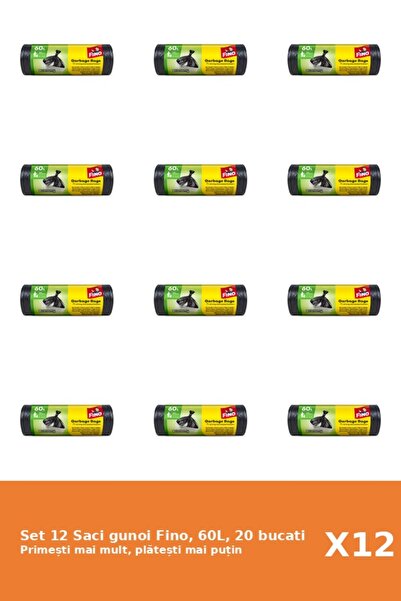 Fino Set of 12 Fino garbage bags, 60L, 20 pieces