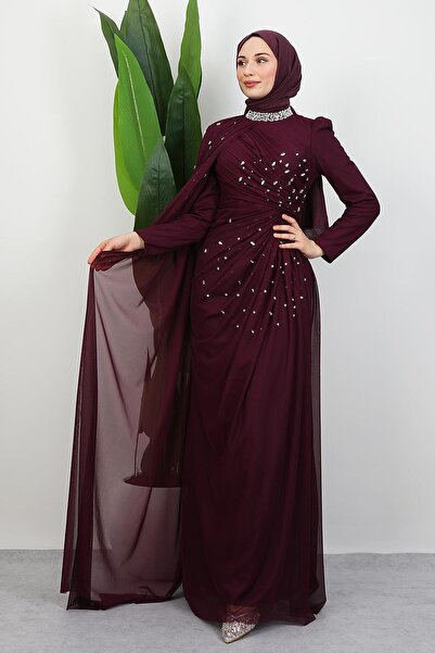 GİYZAMİLA Asrın Beaded Evening Dress Purple