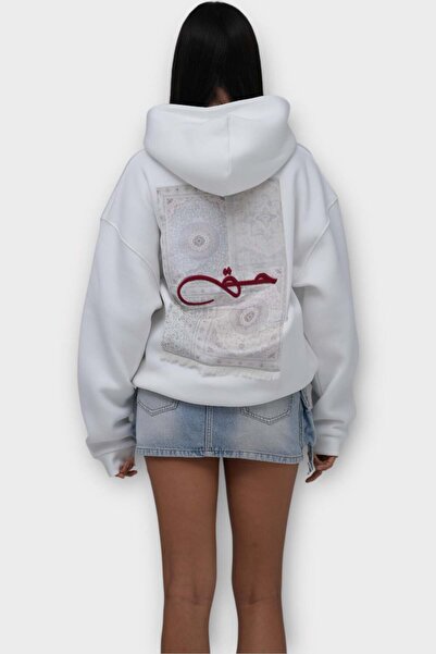 SAW Urbanity Hak Oversize Hoodie - Şardonlu %100 Pamuk - Beyaz