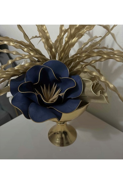 bilen tasarım MAVİ GOLD LÜKS DEKORATİF ÇİÇEK lateks eva yapay çiçek