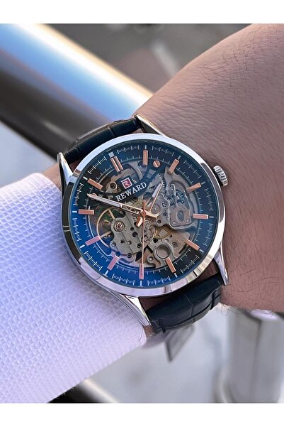 Reward Automatic Leather Cord 5 Atm Water Resistant Men's Wristwatch Vs.Blkt.0619