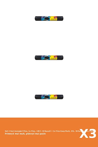 Fino Set 3 Saci menajeri Fino, 1x Fino, 120 l, 10 bucati + 1x Easy-Pack, 35L,...