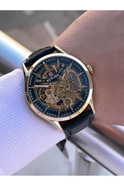 Reward Automatic Leather Cord 5 Atm Water Resistant Men's Wristwatch Vs.Blkt.0618