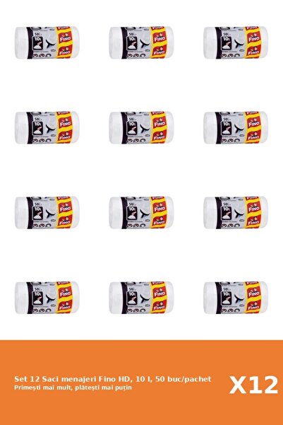 Fino Set 12 Saci menajeri HD, 10 l, 50 buc/pachet