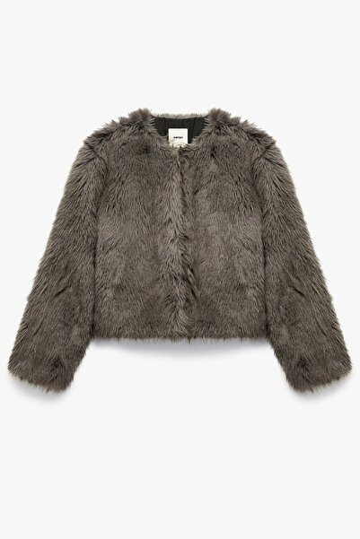 Koton Дамски X Sibil Çetinkaya - Дългоръкавен велосипеден палто с изкуствена кожа 6WAK20138EW