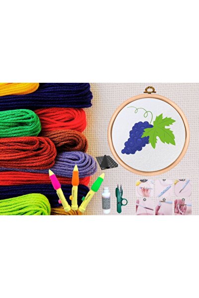 INURA GLOBAL مجموعة التطريز مجموعة لكمة مع مجموعة DIY البكرة السلسلة 147