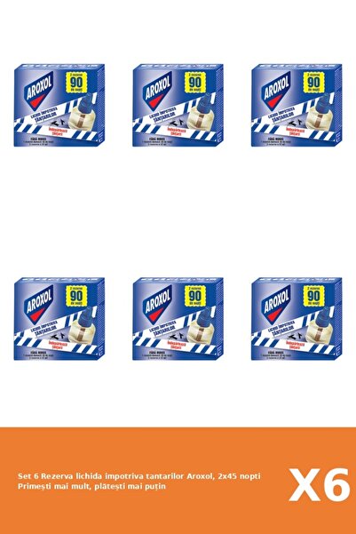 Aroxol Set 6 Rezerva lichida impotriva tantarilor Aroxol, 2x45 nopti