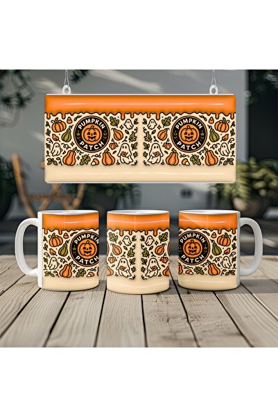 Beramussa كوب هالوين بتصميم رقعة اليقطين – بتأثير ثلاثي الأبعاد بتصميم اليقطين والشبح - بدون نقش بارز