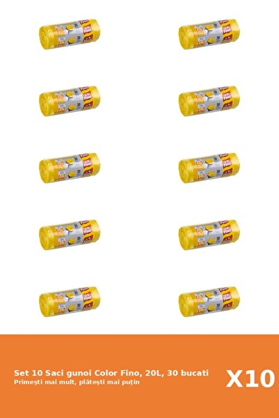 Fino Set 10 Saci gunoi Color Fino, 20L, 30 bucati