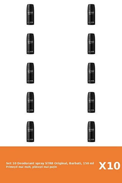 str8 Set of 10 Original Deodorant Spray, Men, 150 ml