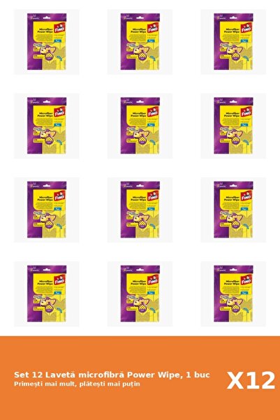Fino Set of 12 Power Wipe Microfiber Cloth, 1 pc.