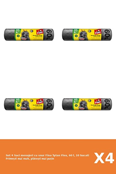 Fino Set 4 Saci menajeri cu snur Tytan Flex, 60 l, 10 bucati