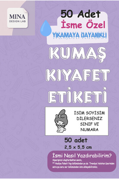 Mina Design Lab My Melody Kumaş Okul Etiketi, Kıyafet Etiketi, Japon Akmaz 2,...