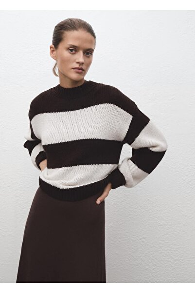 MANGO Woman Çizgili triko kazak