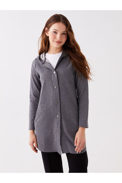 LC Waikiki Hilfa Yeni Sezon Kapüşonlu Düz Uzun Kollu Kadın Spor Hırka